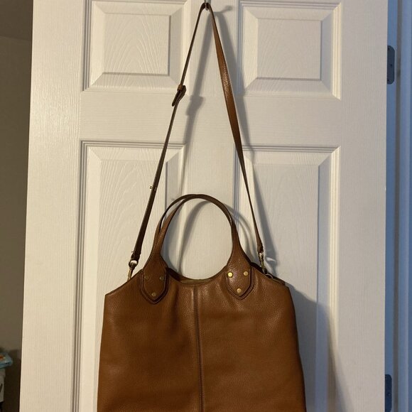 Banana Republic LARGE Bag Gold HardwareBrown Pebbled Leather Tote W/ Laptop Slv - Picture 12 of 15